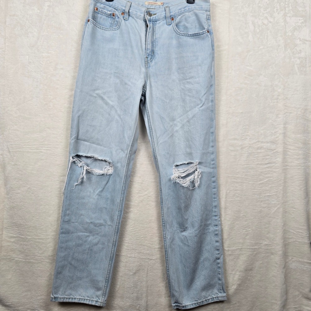 Levi's Low Pro Straight Distressed Light Wash Jeans Womens Size 28